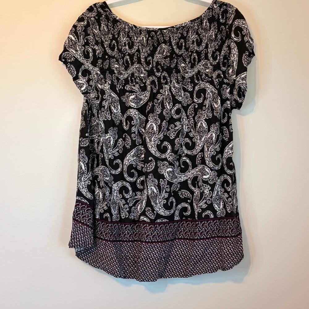 Faded Glory Black and White Paisley Blouse - Picture 2 of 2